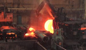 coiler in a steel mill