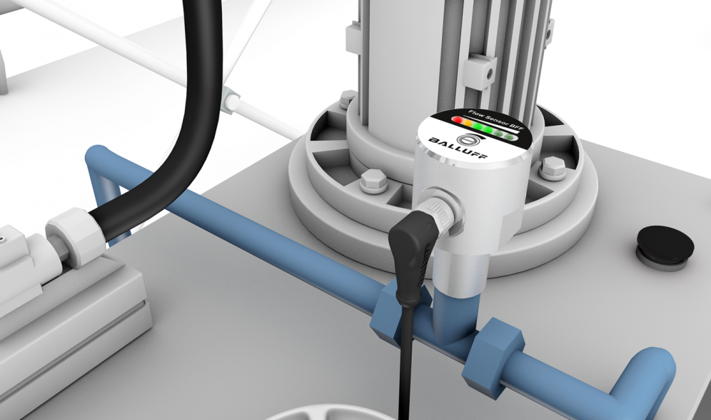 Flow sensor mounted on hydraulic power unit